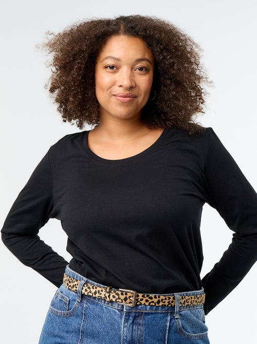 Long-sleeved round neck t-shirt - Kiabi
