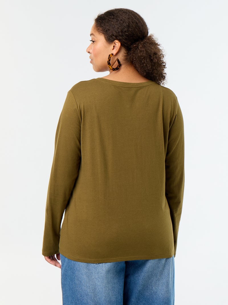 Long-sleeved round neck t-shirt Green - Kiabi