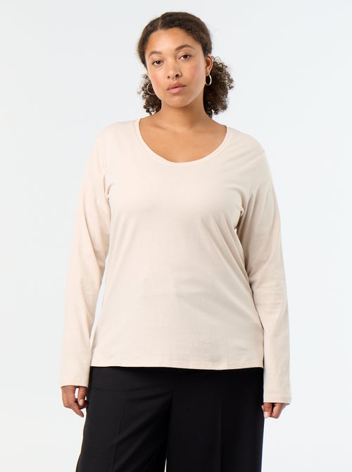 Long-sleeved round-neck T-shirt - Kiabi