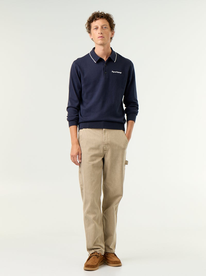 Long-sleeved rugby polo shirt Blue - Kiabi