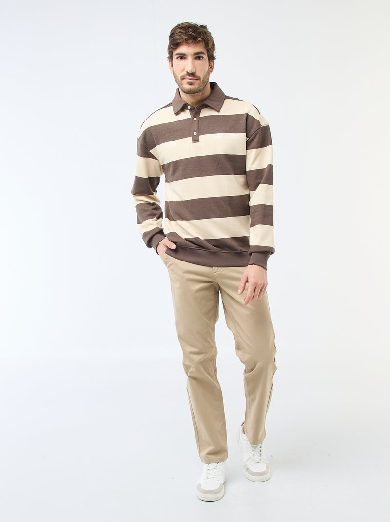 Long-Sleeved Rugby Style Polo Shirt White - Kiabi