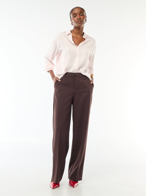 Long-Sleeved Solid Satin Blouse - Kiabi