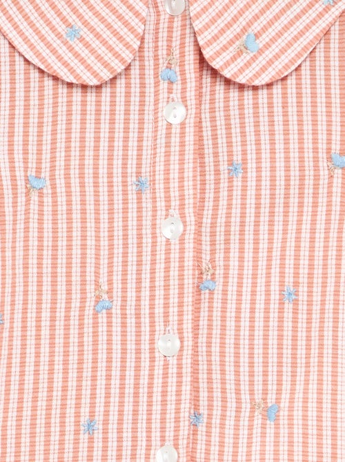 Long-sleeved striped blouse with 'flower' embroidery - Kiabi