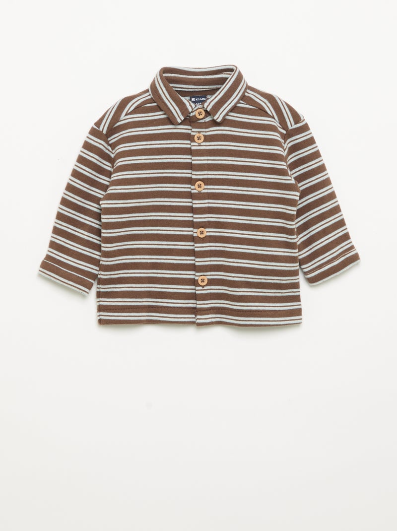 Long-sleeved striped shirt Brown - Kiabi