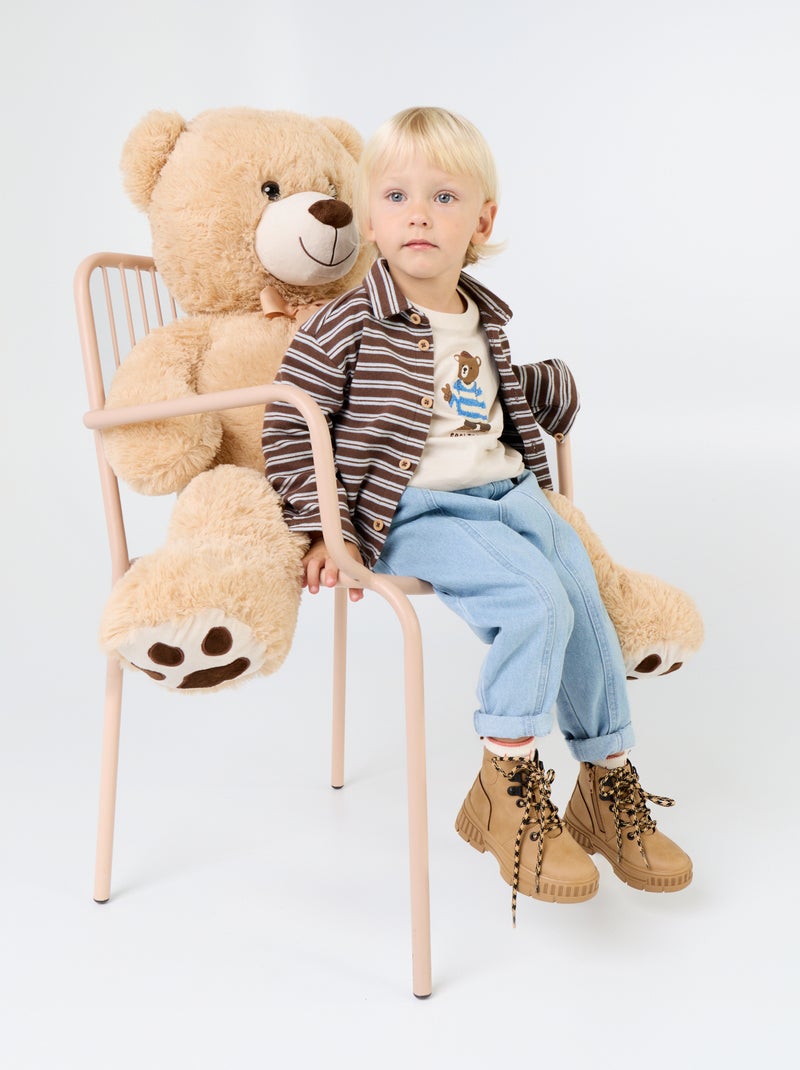 Long-sleeved striped shirt Brown - Kiabi