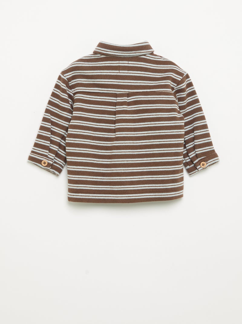 Long-sleeved striped shirt Brown - Kiabi