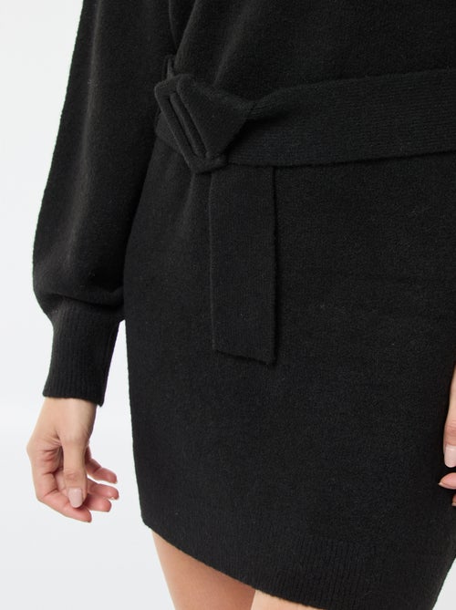 Long-sleeved sweater dress with belt - Kiabi