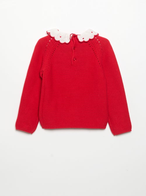 Long-Sleeved Sweater with Embroidered Collar - Kiabi