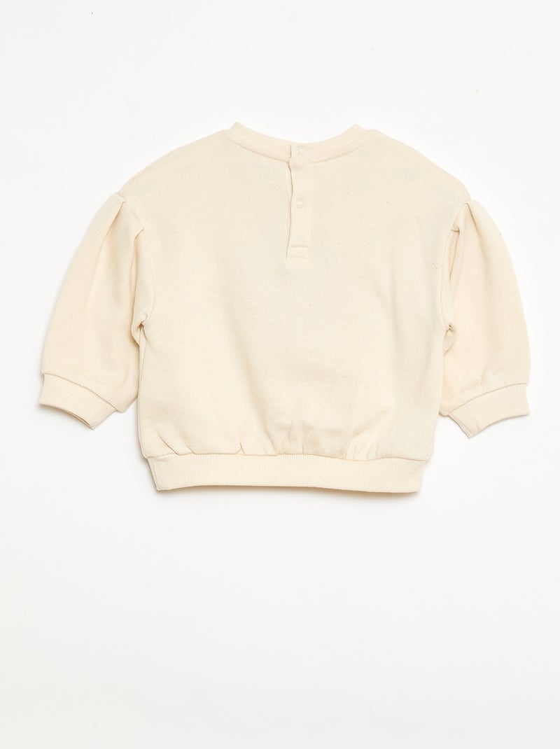 Long-sleeved Sweatshirt with Bouclé Knit Patch White - Kiabi