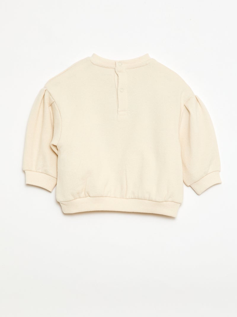 Long-Sleeved Sweatshirt with Bouclé Knit Patch White - Kiabi