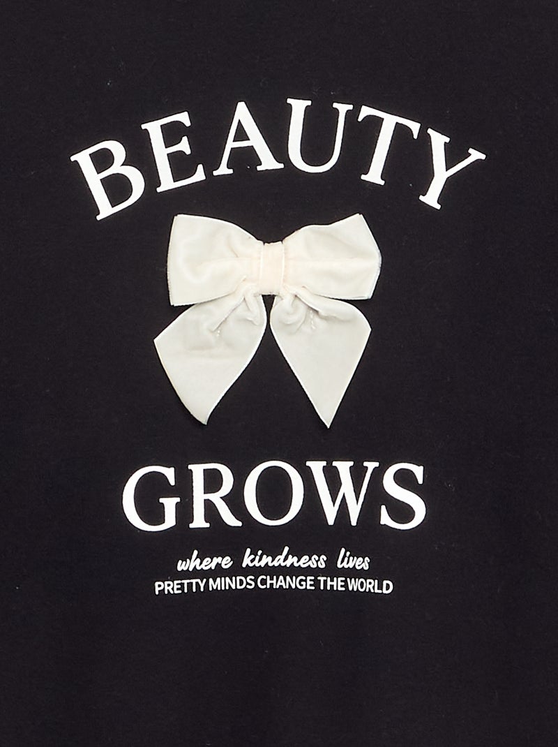 Long-sleeved sweatshirt with bow Black - Kiabi