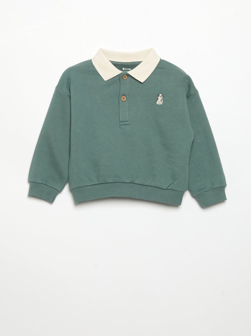 Long-sleeved sweatshirt with polo collar - Kiabi