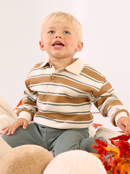 Long-sleeved sweatshirt with polo collar - Kiabi