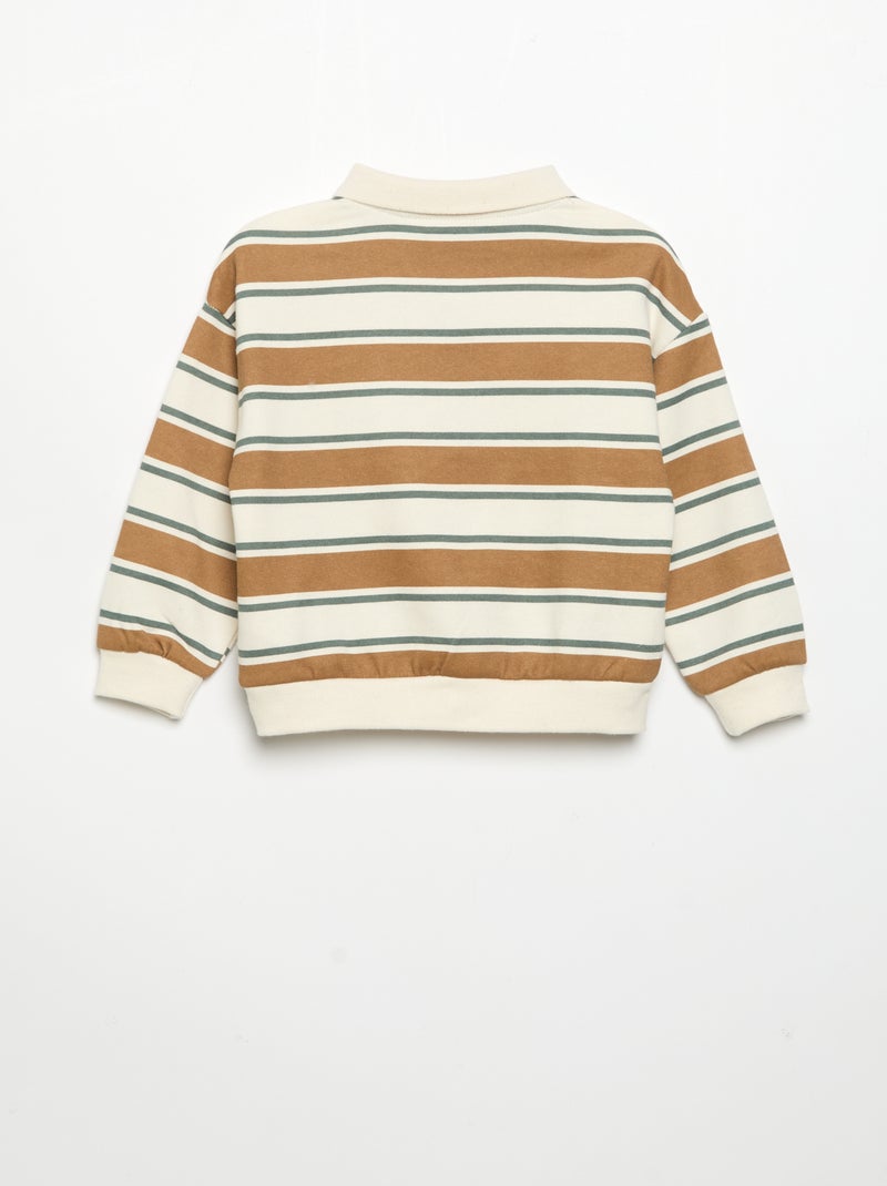 Long-sleeved sweatshirt with polo collar White - Kiabi