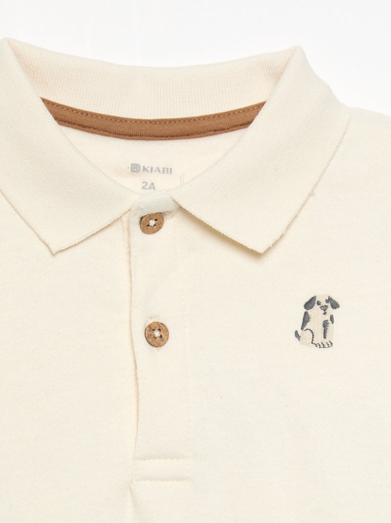 Long-sleeved sweatshirt with polo collar White - Kiabi
