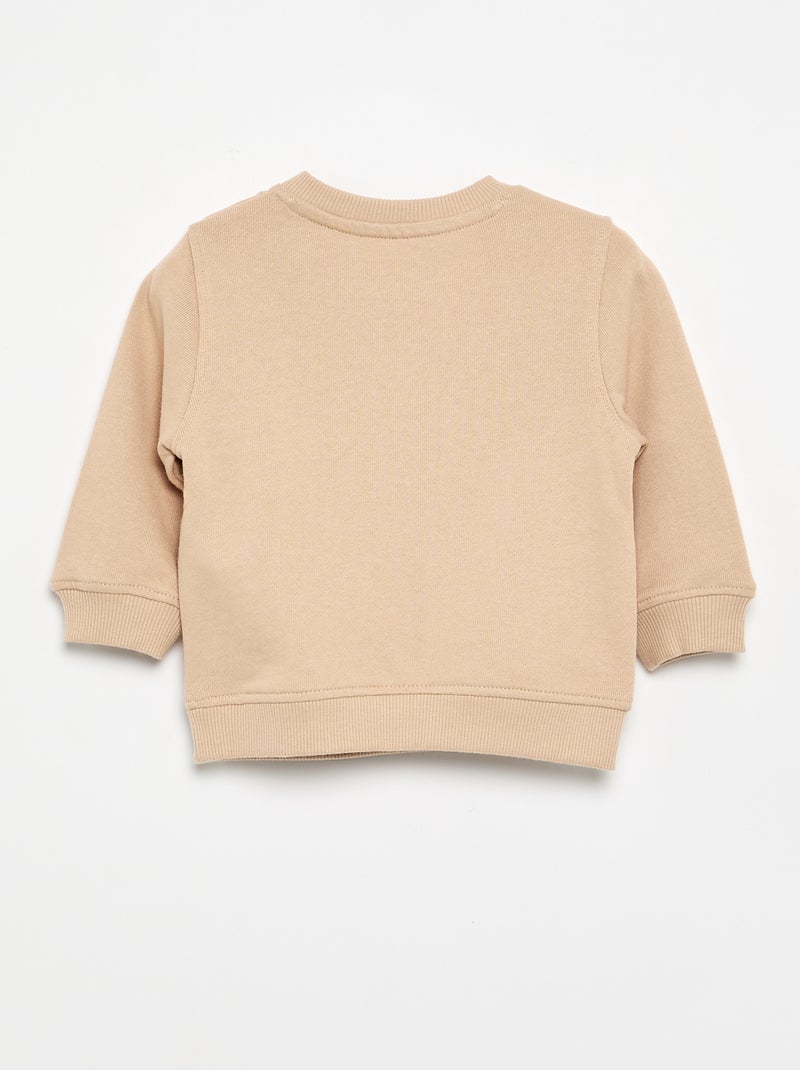 Long-sleeved sweatshirt with print Beige - Kiabi