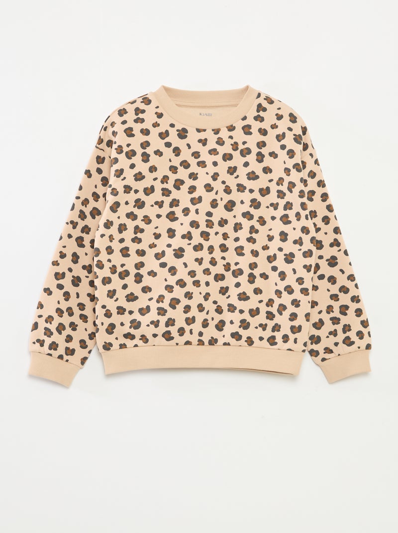 Long-sleeved sweatshirt with print Beige - Kiabi