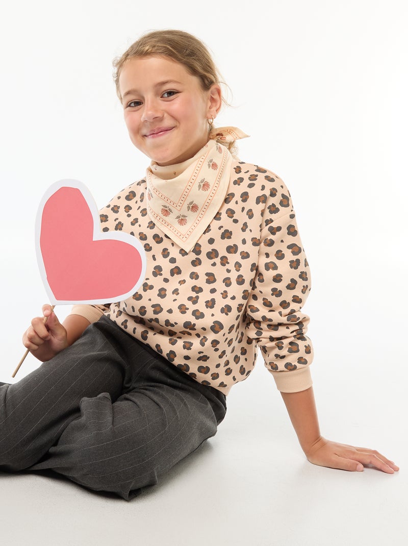 Long-sleeved sweatshirt with print Beige - Kiabi