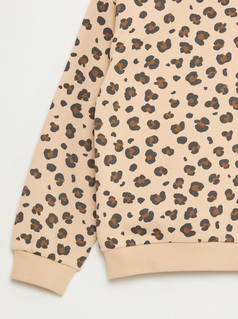 Long-sleeved sweatshirt with print Beige - Kiabi