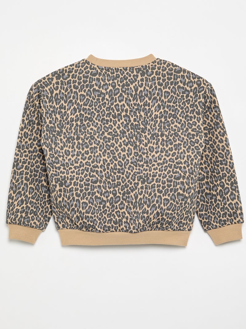Long-sleeved sweatshirt with print Beige - Kiabi