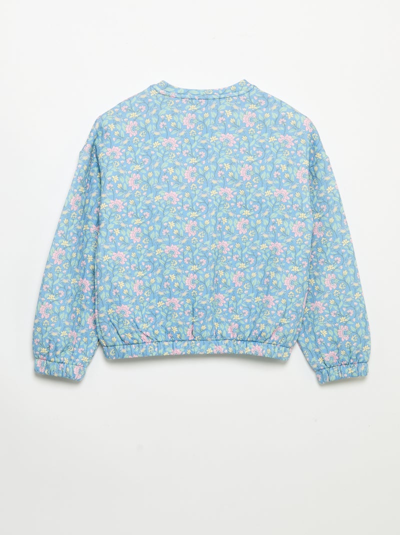 Long-sleeved sweatshirt with snap-button front Blue - Kiabi