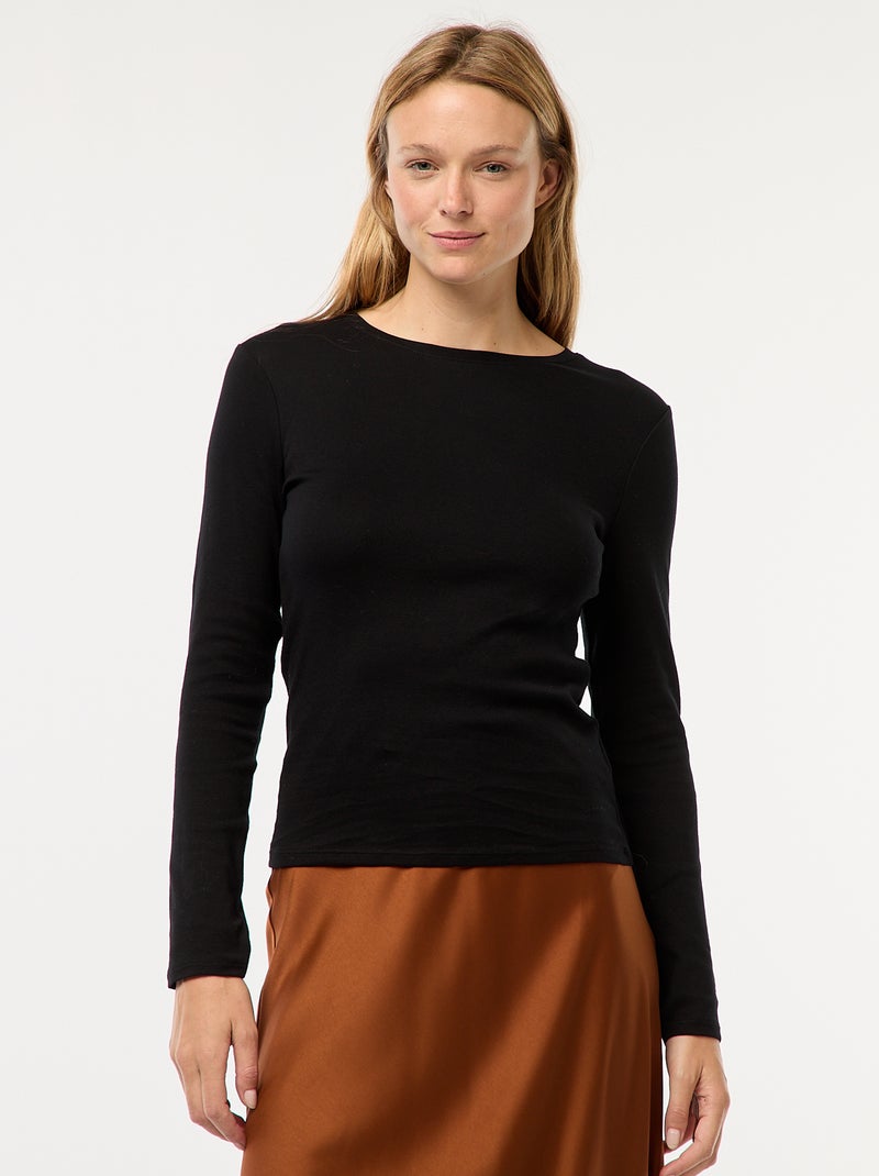 Long-sleeved T-shirt black - Kiabi