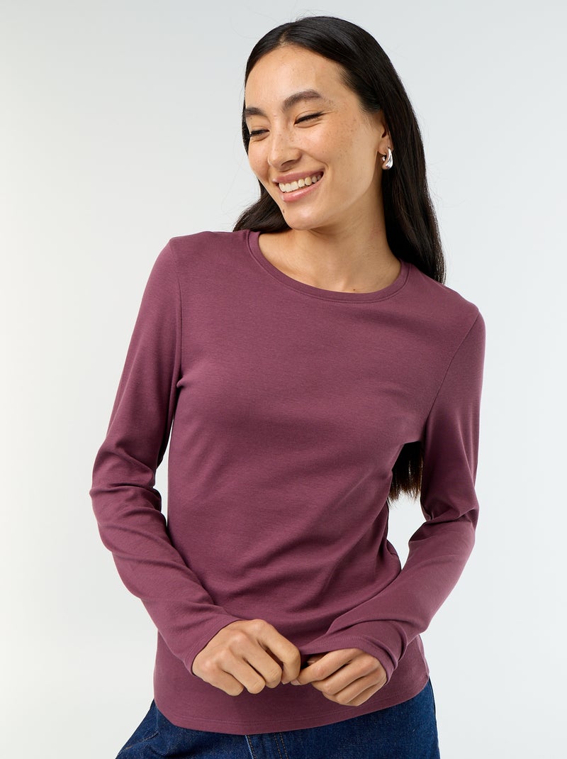 Long-sleeved T-shirt Purple - Kiabi