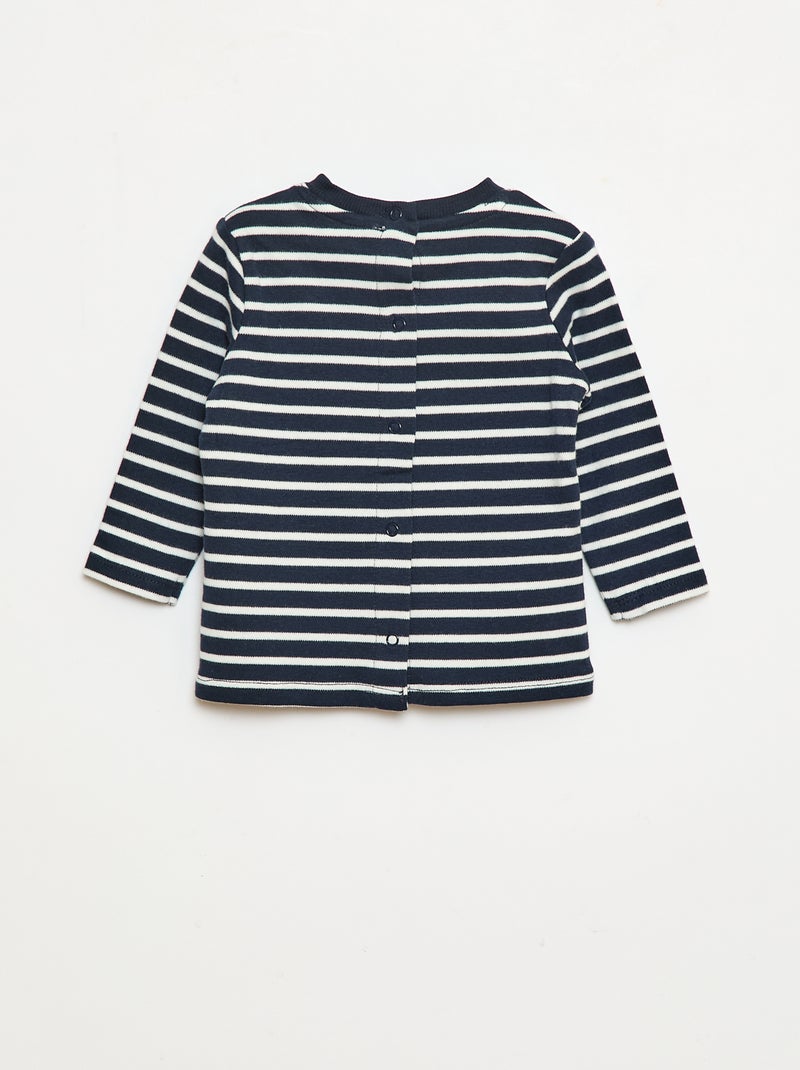 Long-sleeved T-shirt with 'bonjour' embroidered on the chest White - Kiabi