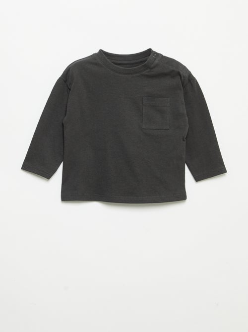 Long-sleeved T-shirt with chest pocket - Kiabi