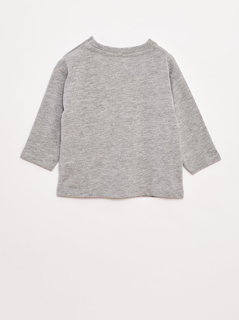 Long-sleeved T-shirt with chest pocket Grey - Kiabi
