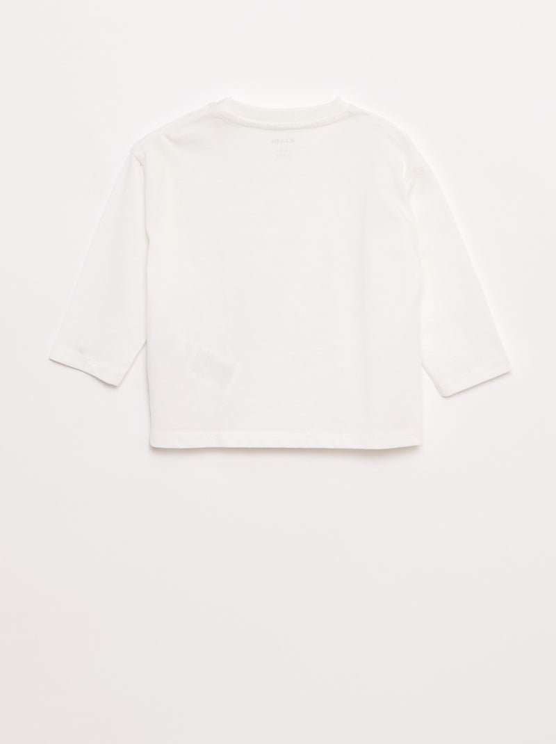 Long-sleeved T-shirt with chest pocket White - Kiabi