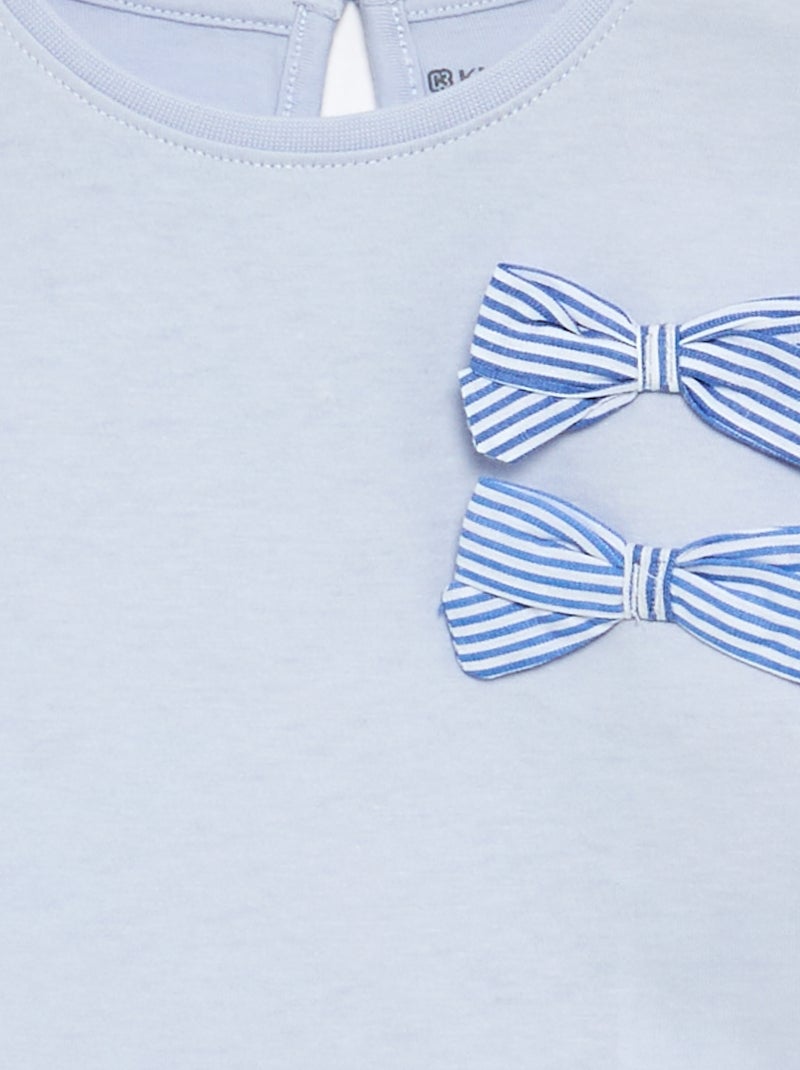 Long-sleeved T-shirt with decorative bows Blue - Kiabi