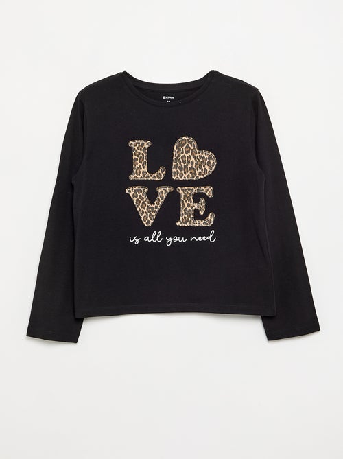 Long-sleeved T-shirt with fun design - Kiabi