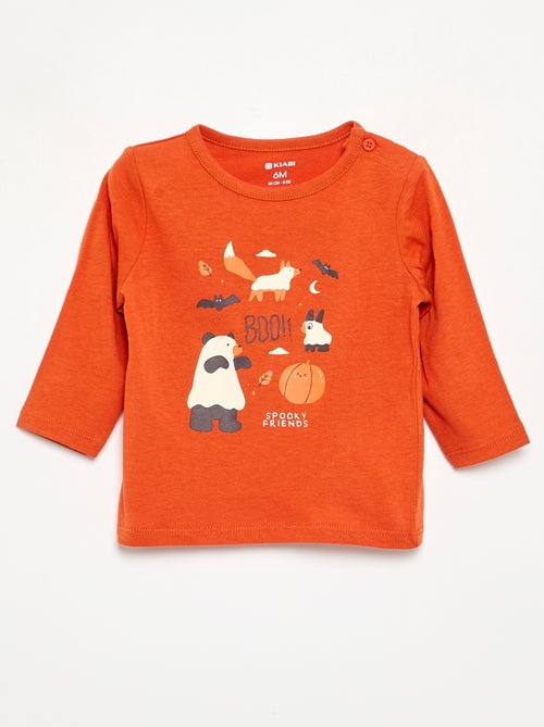 Long-sleeved T-shirt with fun design - Kiabi