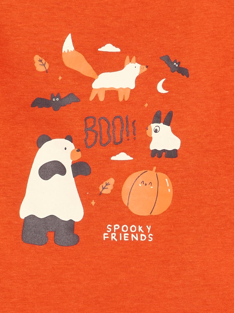 Long-sleeved T-shirt with fun design Orange - Kiabi