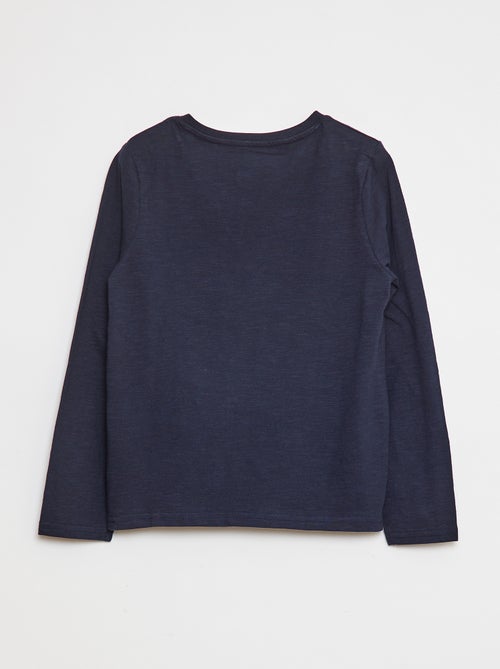 Long-sleeved T-shirt with grandad collar - Kiabi