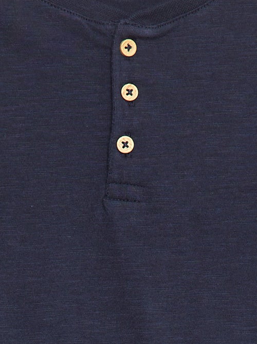 Long-sleeved T-shirt with grandad collar - Kiabi