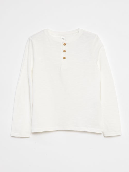 Long-sleeved T-shirt with grandad collar - Kiabi