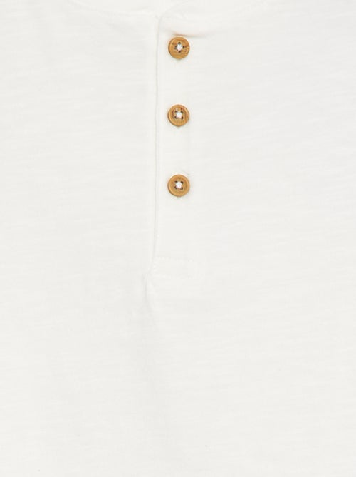 Long-sleeved T-shirt with grandad collar - Kiabi