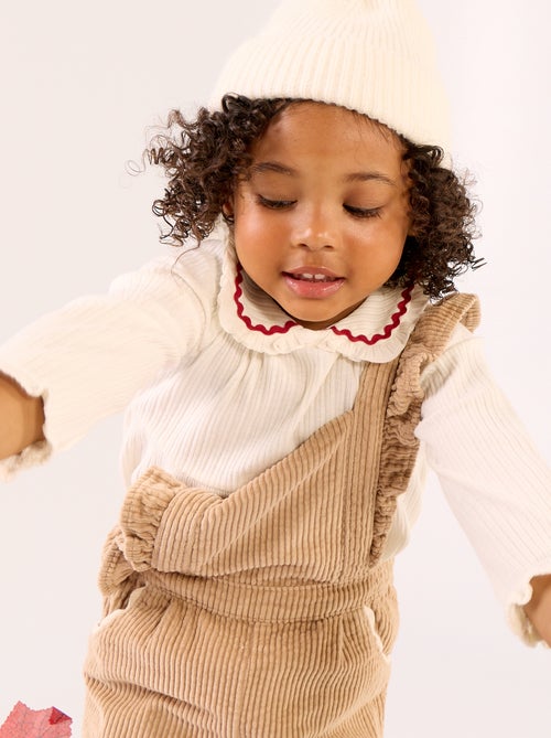 Long-sleeved T-shirt with Peter Pan collar - Kiabi