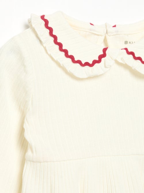 Long-sleeved T-shirt with Peter Pan collar - Kiabi