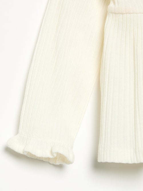 Long-sleeved T-shirt with Peter Pan collar - Kiabi