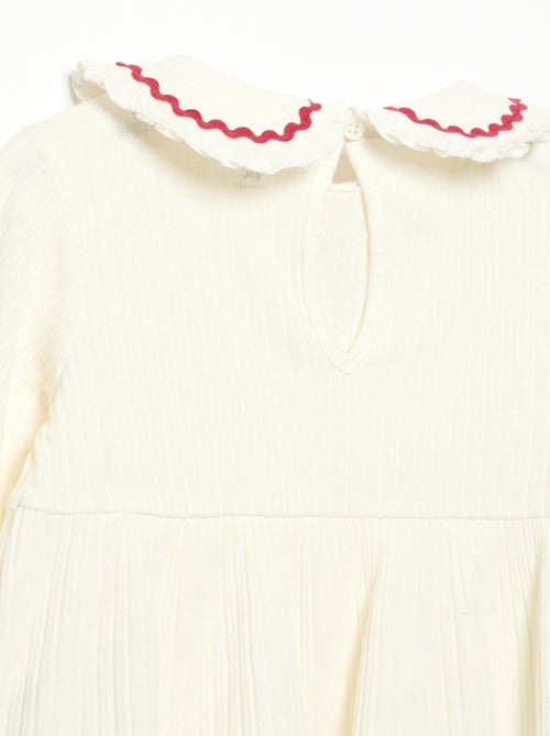 Long-sleeved T-shirt with Peter Pan collar - Kiabi