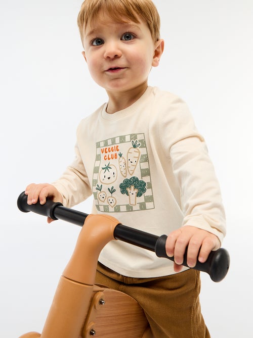 Long-sleeved T-shirt with print and embroidery - Kiabi