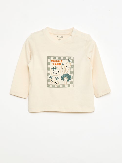 Long-sleeved T-shirt with print and embroidery - Kiabi