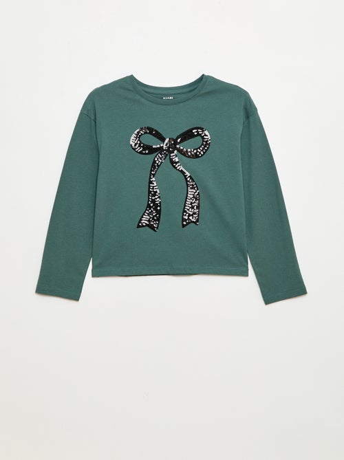 Long-sleeved T-shirt with sequins - Kiabi