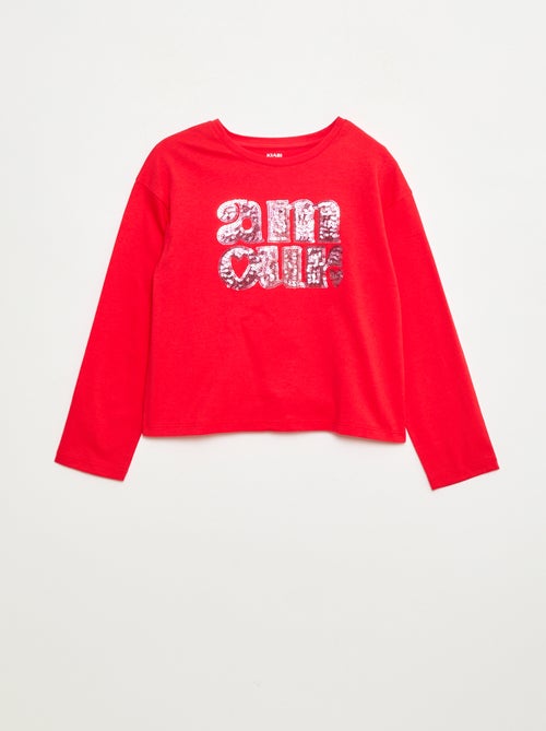 Long-sleeved T-shirt with sequins - Kiabi
