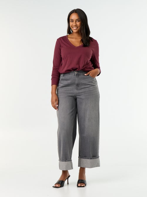 Long-sleeved V-neck T-shirt - Kiabi