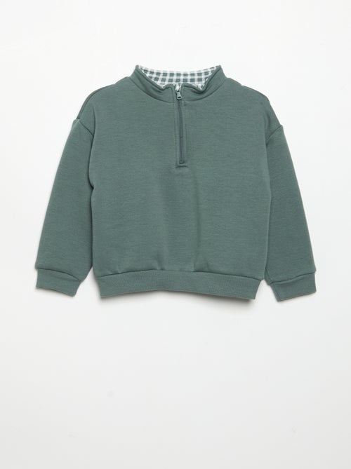 Long-sleeved zipped collar sweatshirt - Kiabi