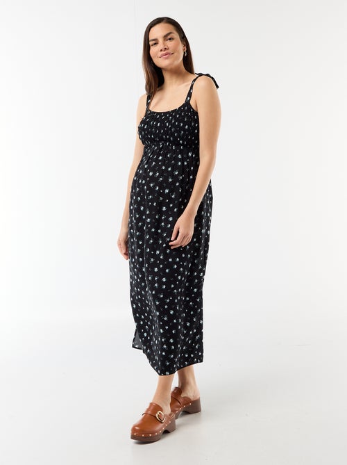 Long smocked maternity dress - Kiabi